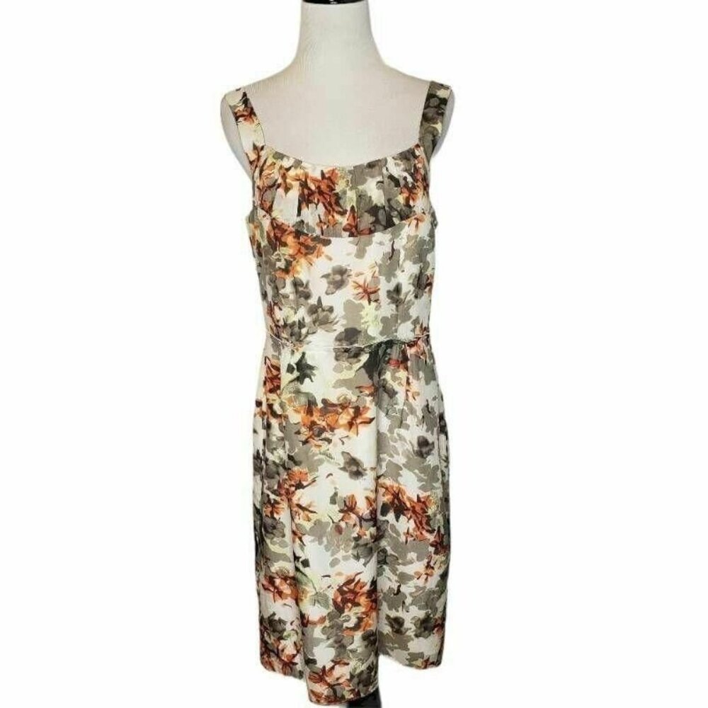 Banana Republic Womens Silk Cotton Sheath Dress Floral Lined Sleeveless size 8